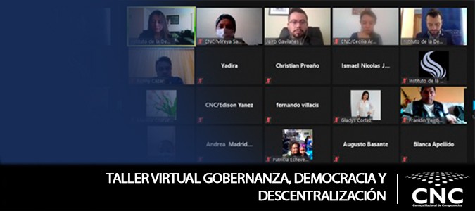 20 abr 2021 | TALLER VIRTUAL GOBERNANZA, DEMOCRACIA Y DESCENTRALIZACIÓN